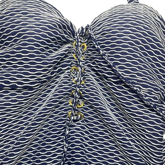 NEW Jessica Simpson Large One Piece Swimsuit Navy Textured Gold Underwire Modest - Picture 3 of 9